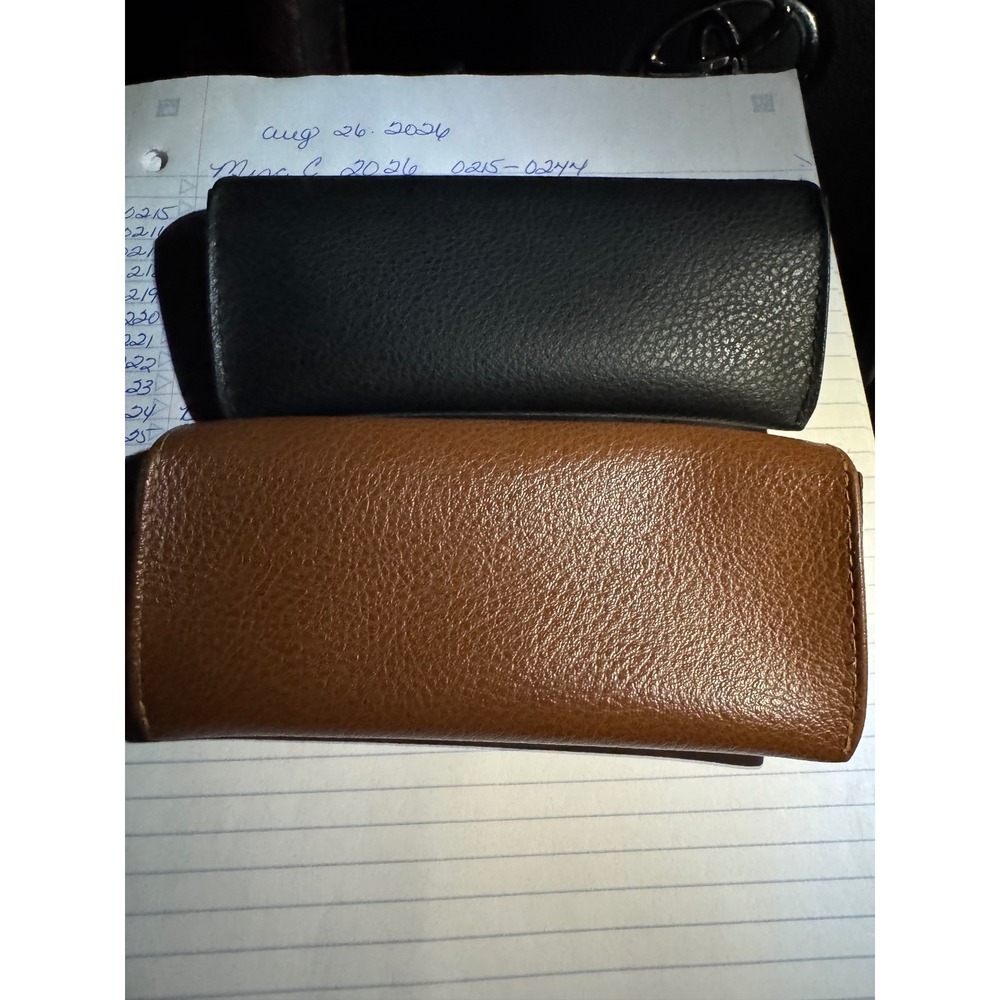 Ray-Ban Sunglass Case Bundle Black and Brown Faux Leather with Cleaning Cloth - Picture 2 of 6